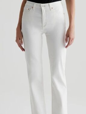 AG Adriano Goldschmied off White cream mid rise Straight Leg Jeans in size 28